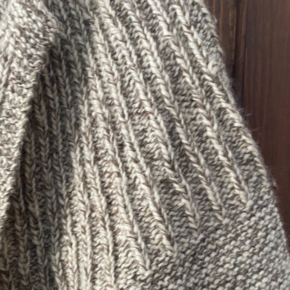 Vintage hand knit wool blend heavy open front sweater cardigan - Picture 3 of 13